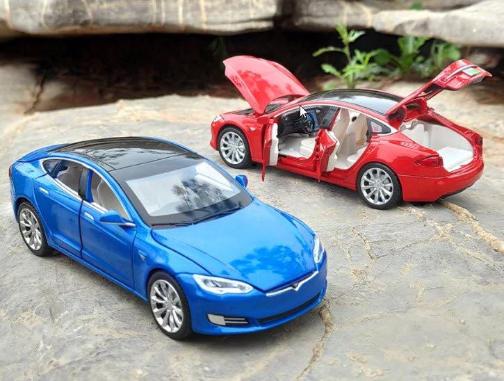 Red Tesla model S toy car