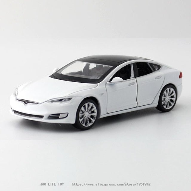 Blue Tesla model S toy car