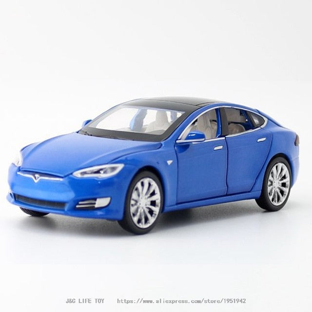 White Tesla model S toy car